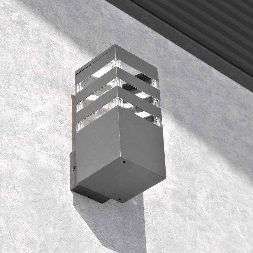 LED RGBW dimbaar buitenwandlamp TEKSAS 1xE27/9W/230V 2700-6500K Wi-Fi IP44 antraciet