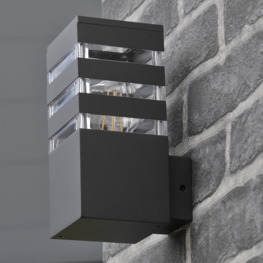 LED RGBW dimbaar buitenwandlamp TEKSAS 1xE27/9W/230V 2700-6500K Wi-Fi IP44 antraciet