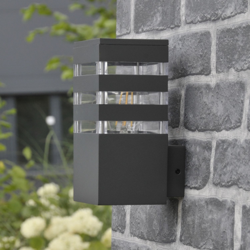 LED RGBW dimbaar buitenwandlamp TEKSAS 1xE27/9W/230V 2700-6500K Wi-Fi IP44 antraciet