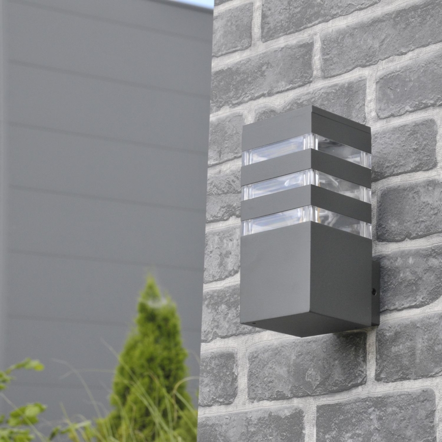 LED RGBW dimbaar buitenwandlamp TEKSAS 1xE27/9W/230V 2700-6500K Wi-Fi IP44 antraciet