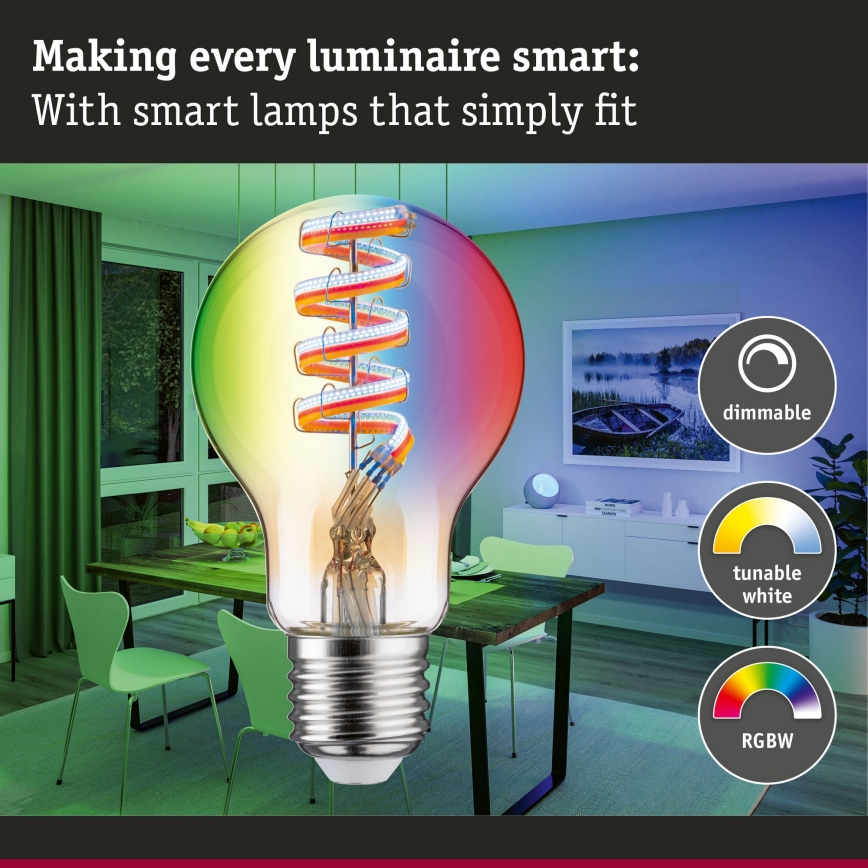 Dimbare LED RGBW-lamp FILAMENT E27/6,3W/230V 2200-6500K - Paulmann 29156
