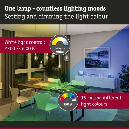 Dimbare LED RGBW-lamp FILAMENT E27/6,3W/230V 2200-6500K - Paulmann 29156
