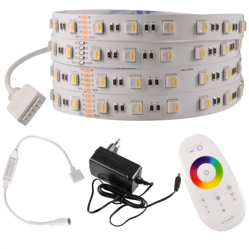 Dimbare LED RGBW Strip 3m LED/22W/24/230V + afstandsbediening