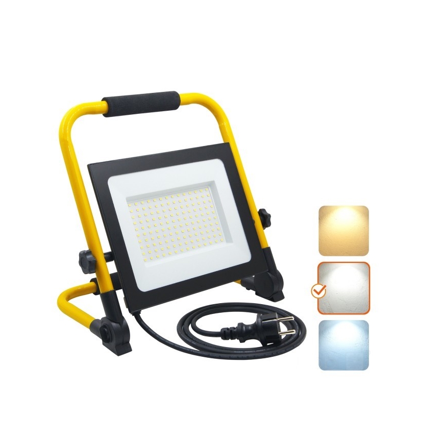 Dimbare LED schijnwerper TIGRA LED/100W/4000K IP54 zwart/geel