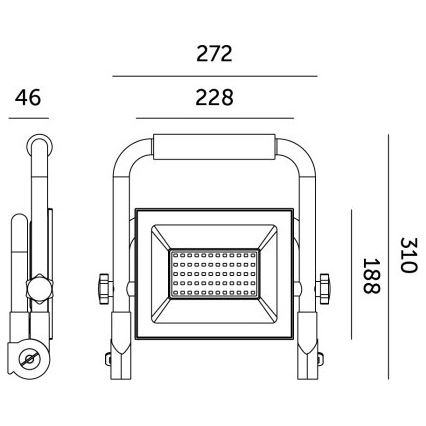 Dimbare LED schijnwerper TIGRA LED/100W/4000K IP54 zwart/geel