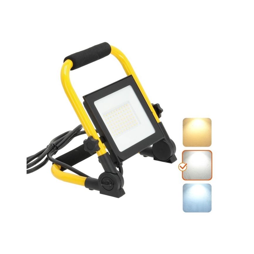 Dimbare LED schijnwerper TIGRA LED/50W/4000K IP54 zwart/geel