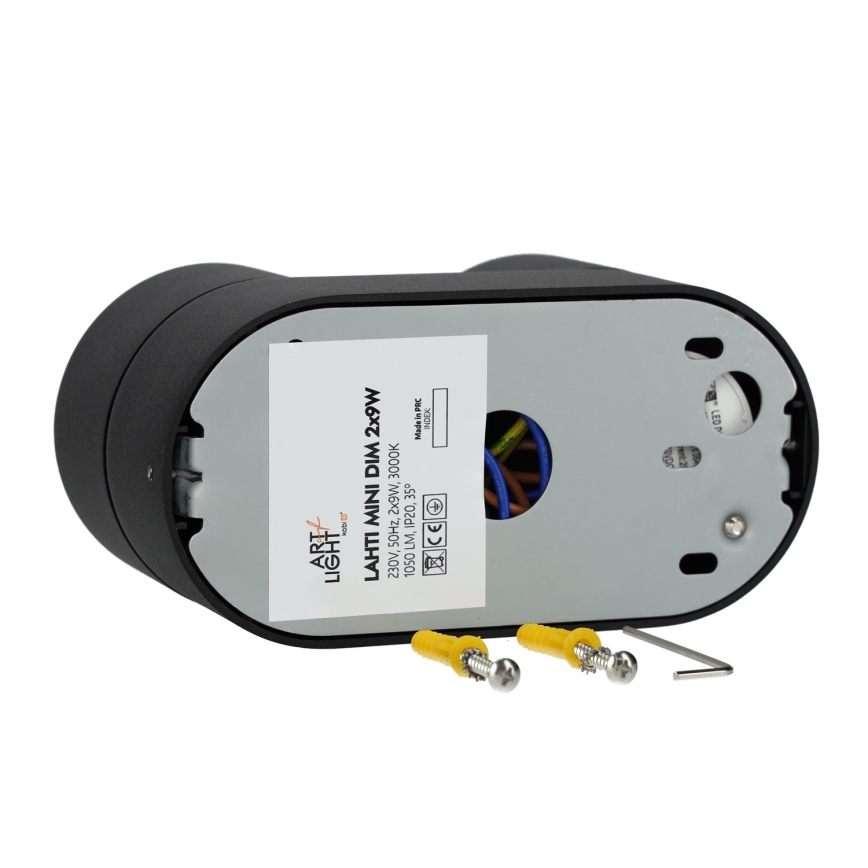 Dimbare LED Spot LAHTI MINI 2xLED/9W/230V 3000K CRI 90 zwart