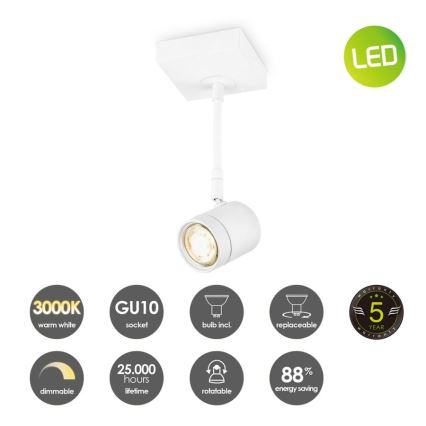 Dimbare LED Spot MANU 1xGU10/5,8W/230V wit