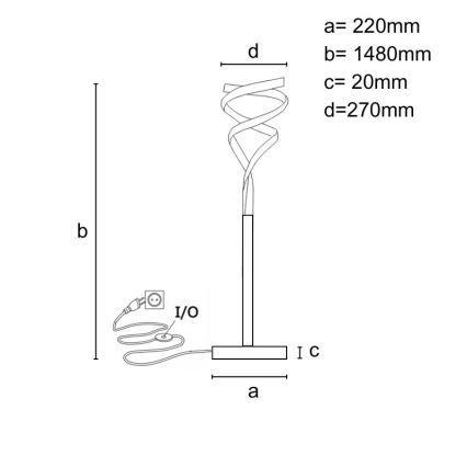 Dimbare LED Staande lamp LED/50W/230V 3000-6500K grijs + afstandsbediening