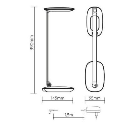 Dimbare LED Tafel Lamp met USB MOANA LED/6W/230V roze