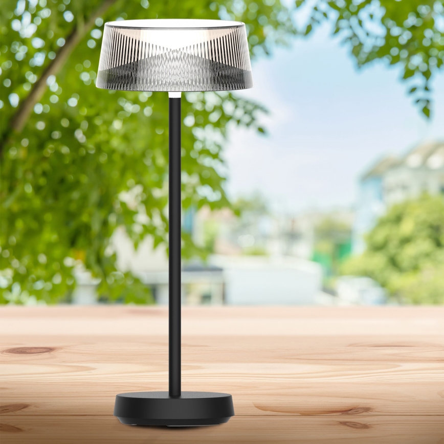 LED Dimbaar aanraken buitenshuis tafellamp CASABLANCA LED/3,4W/5V USB 3600 mAh IP44 zwart