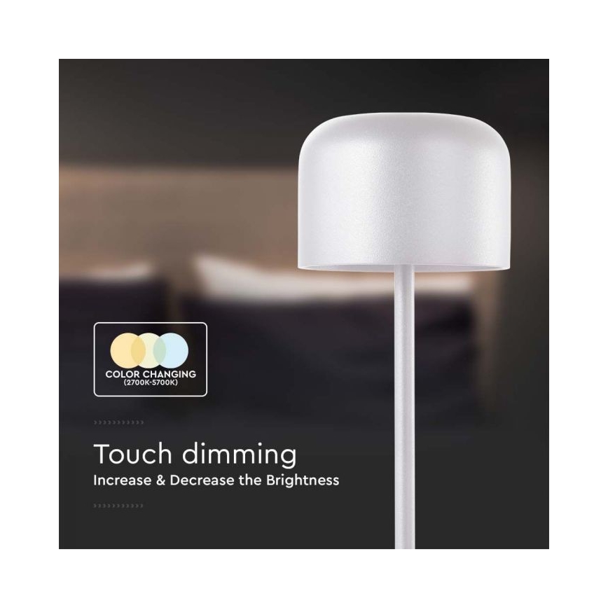 LED Dimbare oplaadbare touch tafellamp LED/1,5W/5V 2700-5700K IP54 2200 mAh wit