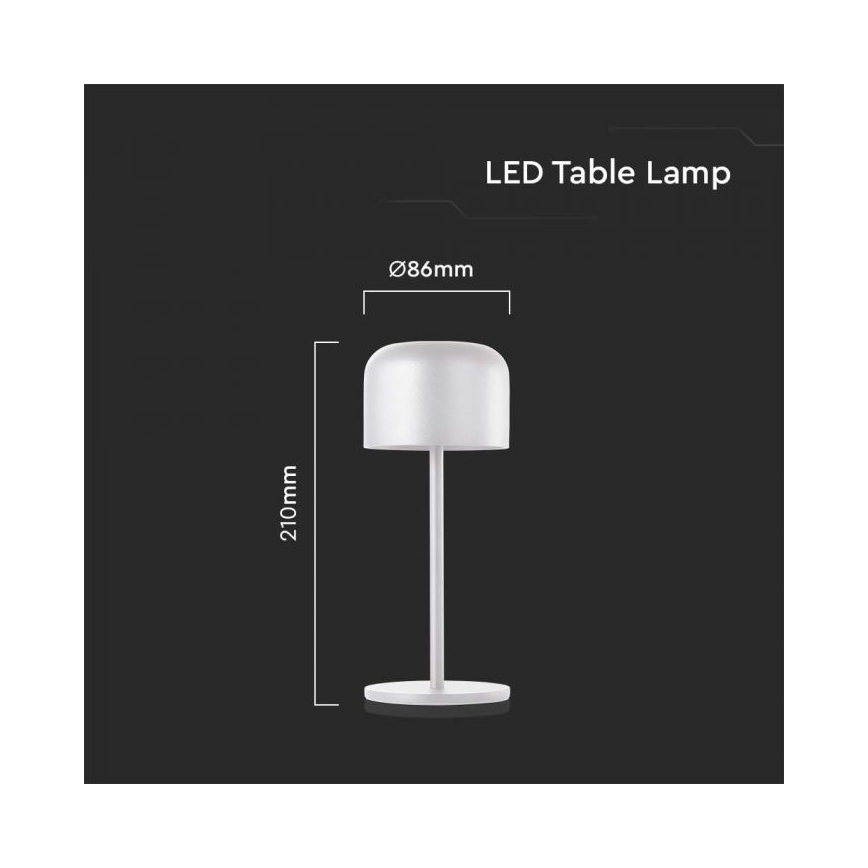 LED Dimbare oplaadbare touch tafellamp LED/1,5W/5V 2700-5700K IP54 2200 mAh wit
