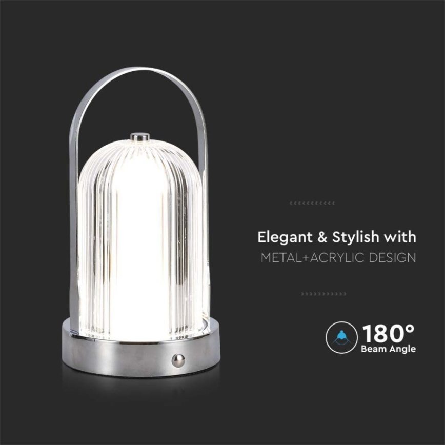 LED Dimbare oplaadbare touch tafellamp LED/1W/5V 3000-6000K 1800 mAh mat chroom