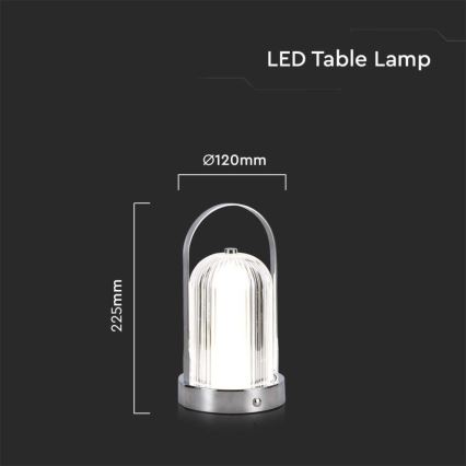 LED Dimbare oplaadbare touch tafellamp LED/1W/5V 3000-6000K 1800 mAh chroom