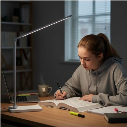 LED-dimbare bureaulamp met draadloze QI-oplaadfunctie NOBLITE Q LED/7W/230V 3000/4000/6500K wit