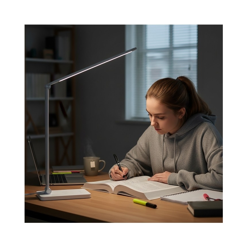 LED-dimbare bureaulamp met draadloze QI-oplaadfunctie NOBLITE Q LED/7W/230V 3000/4000/6500K wit