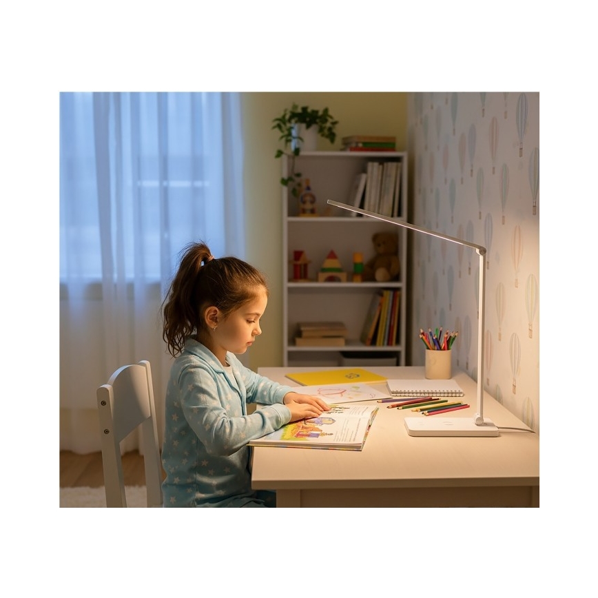 LED-dimbare bureaulamp met draadloze QI-oplaadfunctie NOBLITE Q LED/7W/230V 3000/4000/6500K wit