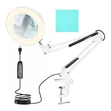 Dimbare LED tafellamp met een vergrootglas LED/6W/5V 3000K/4000K/6000K wit