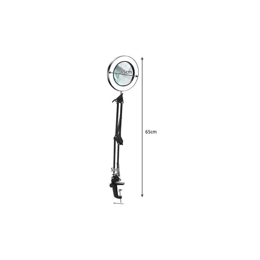 Dimbare LED tafellamp met een vergrootglas ​ LED/6W/5V 3000K/4000K/6000K zwart