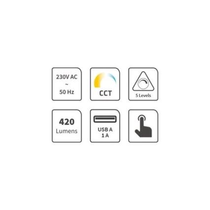 Dimbare LED tafellamp met USB LED/7W/230V 3000K/4000K/5500K wit