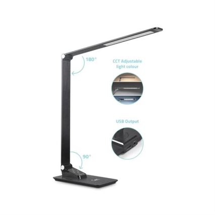 Dimbare LED tafellamp met USB LED/7W/230V 3000K/4000K/5500K zwart