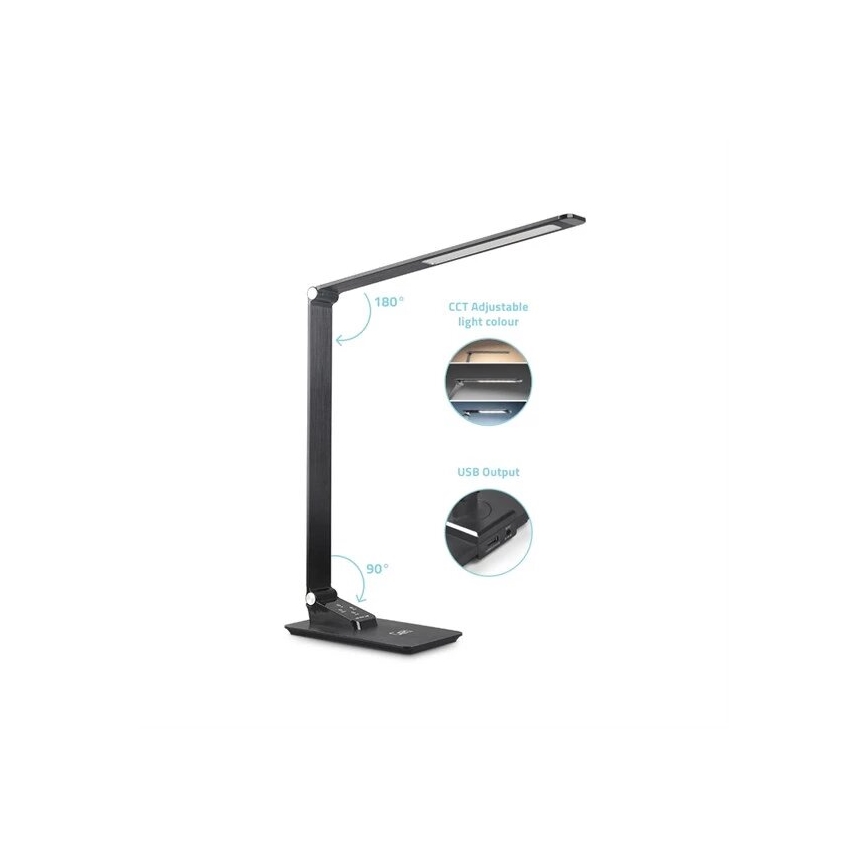 Dimbare LED tafellamp met USB LED/7W/230V 3000K/4000K/5500K zwart