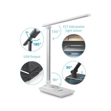 Dimbare LED tafellamp met USB LED/9W/230V 3000K/4000K/5500K wit