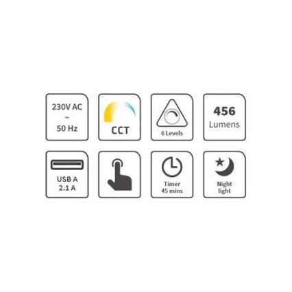 Dimbare LED tafellamp met USB LED/9W/230V 3000K/4000K/5500K wit