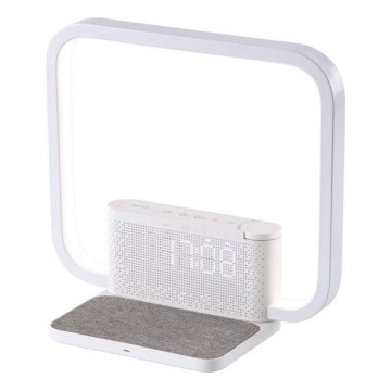 Dimbare LED tafellamp met wekker en Qi opladen LED/18W/230V wit