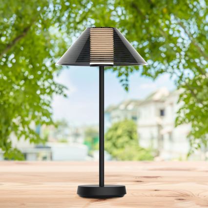 LED Dimbaar aanraken buitenshuis tafellamp SERENGETI LED/3,4W/5V USB 3600 mAh IP44 zwart
