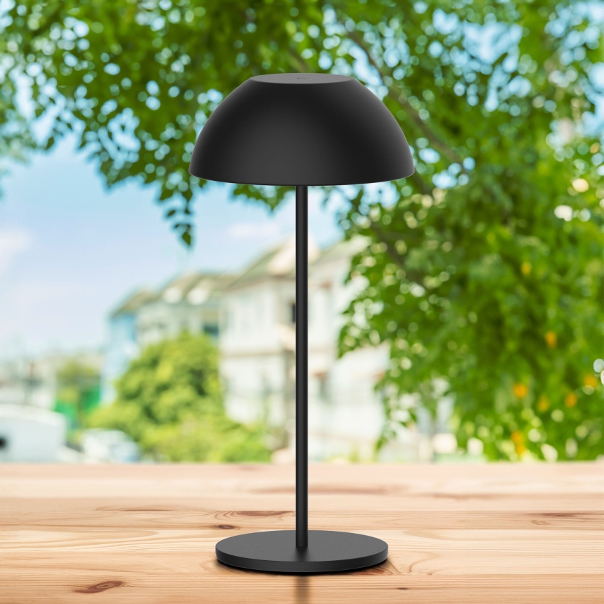 LED Dimbaar aanraken buitenshuis tafellamp TANZANIA LED/1,8W/5V USB 1800 mAh IP44 zwart
