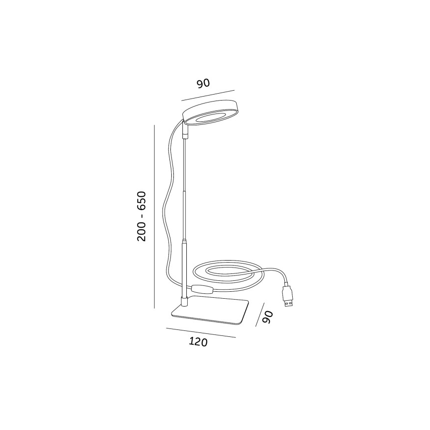 Dimbare LED-tafellamp voor het kweken van planten VERDI LED/5W/5V 1300K CRI 95 wit