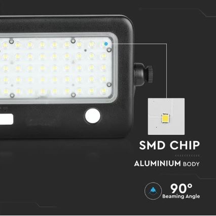 Dimbare LED-zonneschijnwerper met sensor LED/10W/3,7V 4000K IP65 7200 mAh + USB-poort