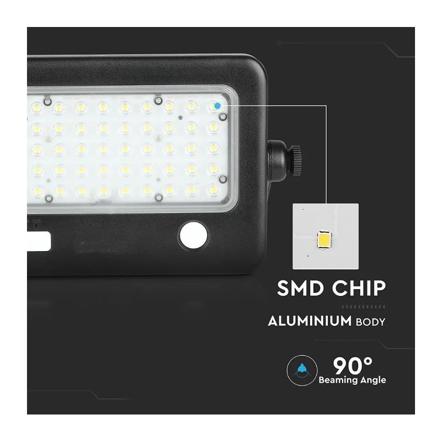 Dimbare LED-zonneschijnwerper met sensor LED/10W/3,7V 4000K IP65 7200 mAh + USB-poort