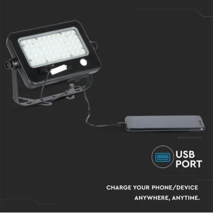 Dimbare LED-zonneschijnwerper met sensor LED/10W/3,7V 4000K IP65 7200 mAh + USB-poort