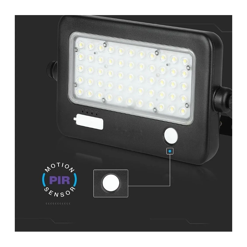 Dimbare LED-zonneschijnwerper met sensor LED/10W/3,7V 4000K IP65 7200 mAh + USB-poort