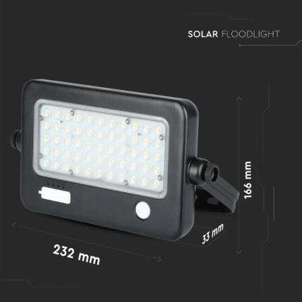 Dimbare LED-zonneschijnwerper met sensor LED/10W/3,7V 4000K IP65 7200 mAh + USB-poort