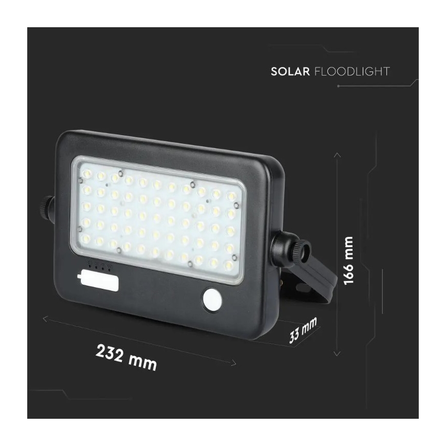 Dimbare LED-zonneschijnwerper met sensor LED/10W/3,7V 4000K IP65 7200 mAh + USB-poort
