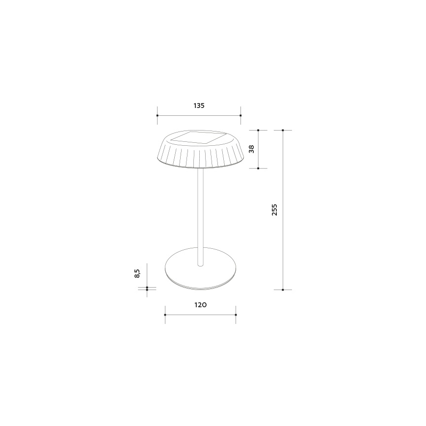 LED-dimbare zonne-oplaadbare tafellamp VIVIEN LED/3W/5V 2700K 1600 mAh IP54 zwart
