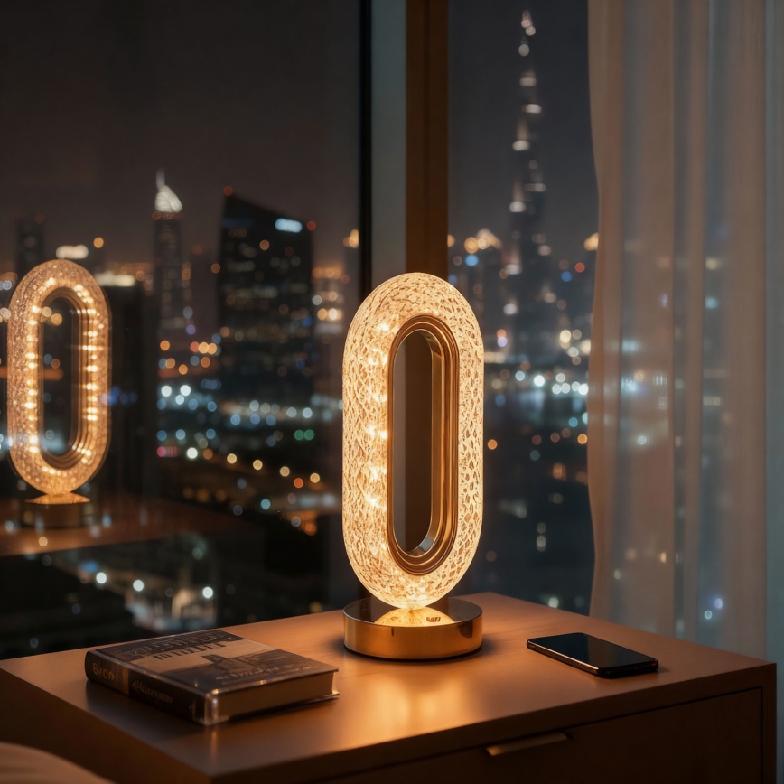 LED dimbare oplaadbare tafellamp DUBAI LED/2W/5V 2700K/4000K/6500K 400 mAh goud