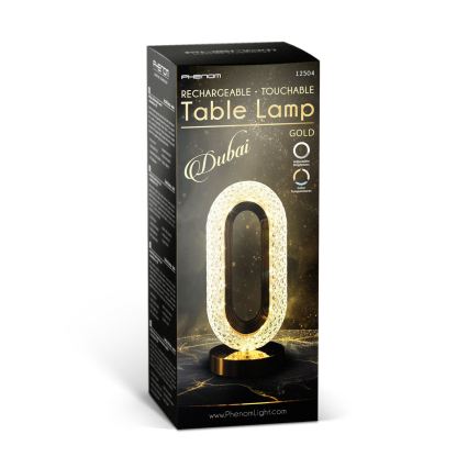 LED dimbare oplaadbare tafellamp DUBAI LED/2W/5V 2700K/4000K/6500K 400 mAh goud