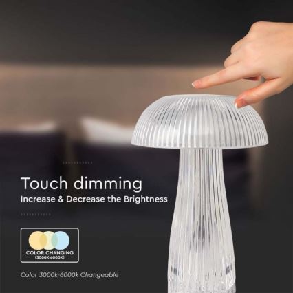 LED Dimbare Oplaadbare Touch Tafellamp LED/1W/5V 3000-6000K 1800 mAh Helder