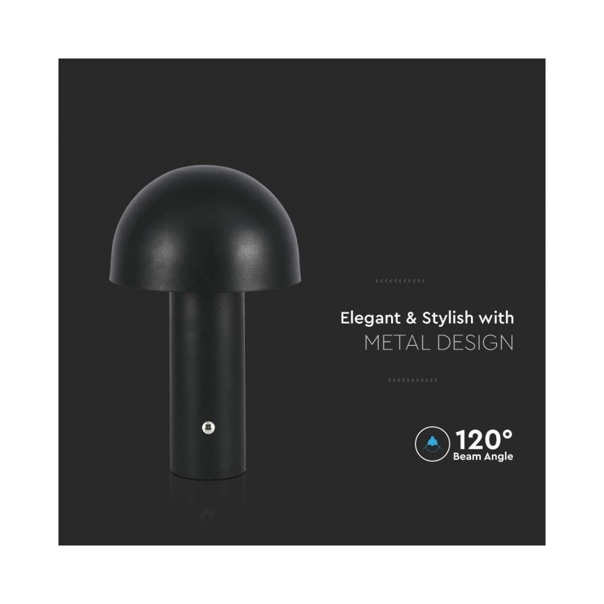 LED Dimbare Oplaadbare Touch Tafellamp LED/1W/5V 3000-6000K 1800 mAh zwart