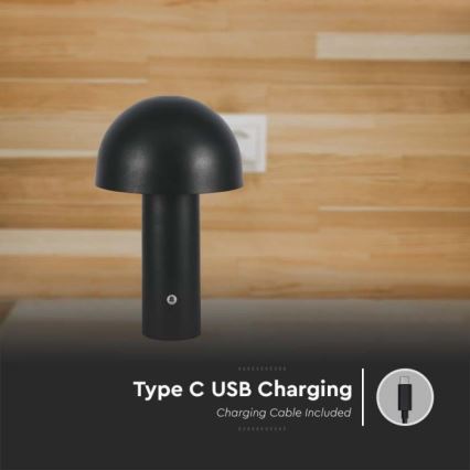 LED Dimbare Oplaadbare Touch Tafellamp LED/1W/5V 3000-6000K 1800 mAh zwart