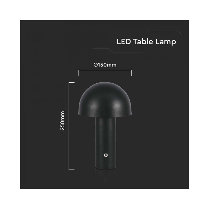 LED Dimbare Oplaadbare Touch Tafellamp LED/1W/5V 3000-6000K 1800 mAh zwart