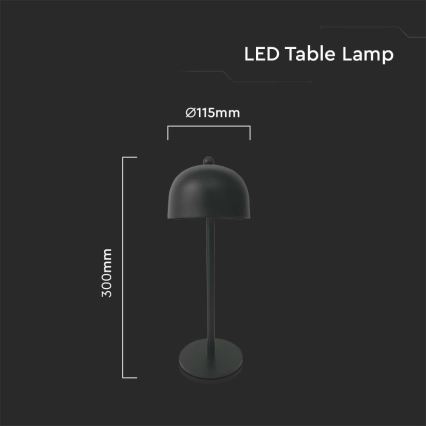 LED Dimbare Oplaadbare Touch Tafellamp LED/1W/5V 3000-6000K 1800 mAh zwart