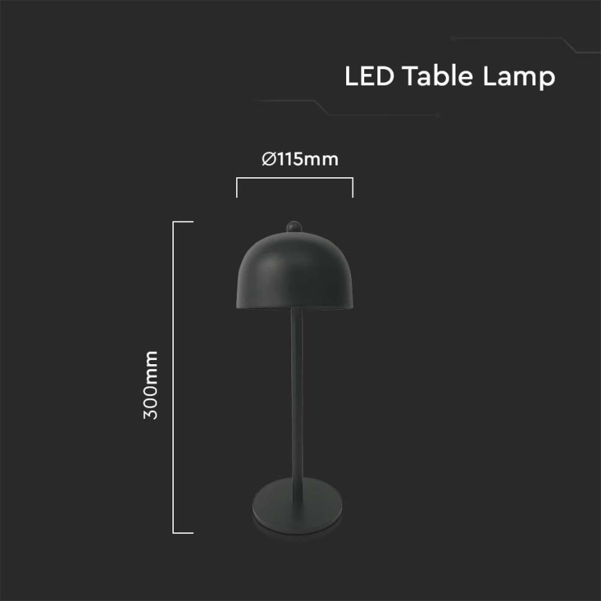 LED Dimbare Oplaadbare Touch Tafellamp LED/1W/5V 3000-6000K 1800 mAh zwart