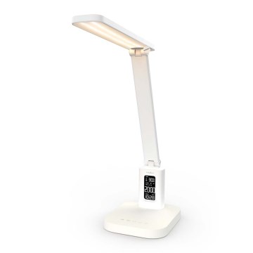 Dimbare oplaadbare LED-bureaulamp met aanraakbediening en display LED/7,5W/1200 mAh 3000/4000/5700K CRI 90 wit