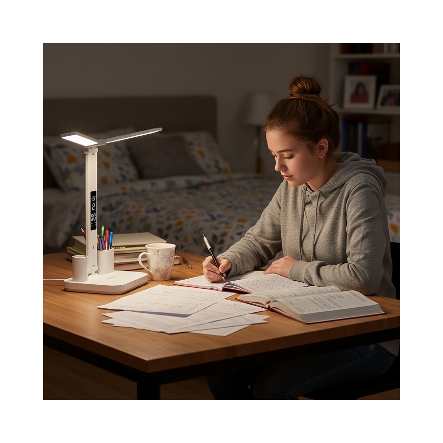 LED-dimbare oplaadbare bureaulamp NOBLITE P LED/5W/5V 3000/4000/6000K 2200 mAh wit